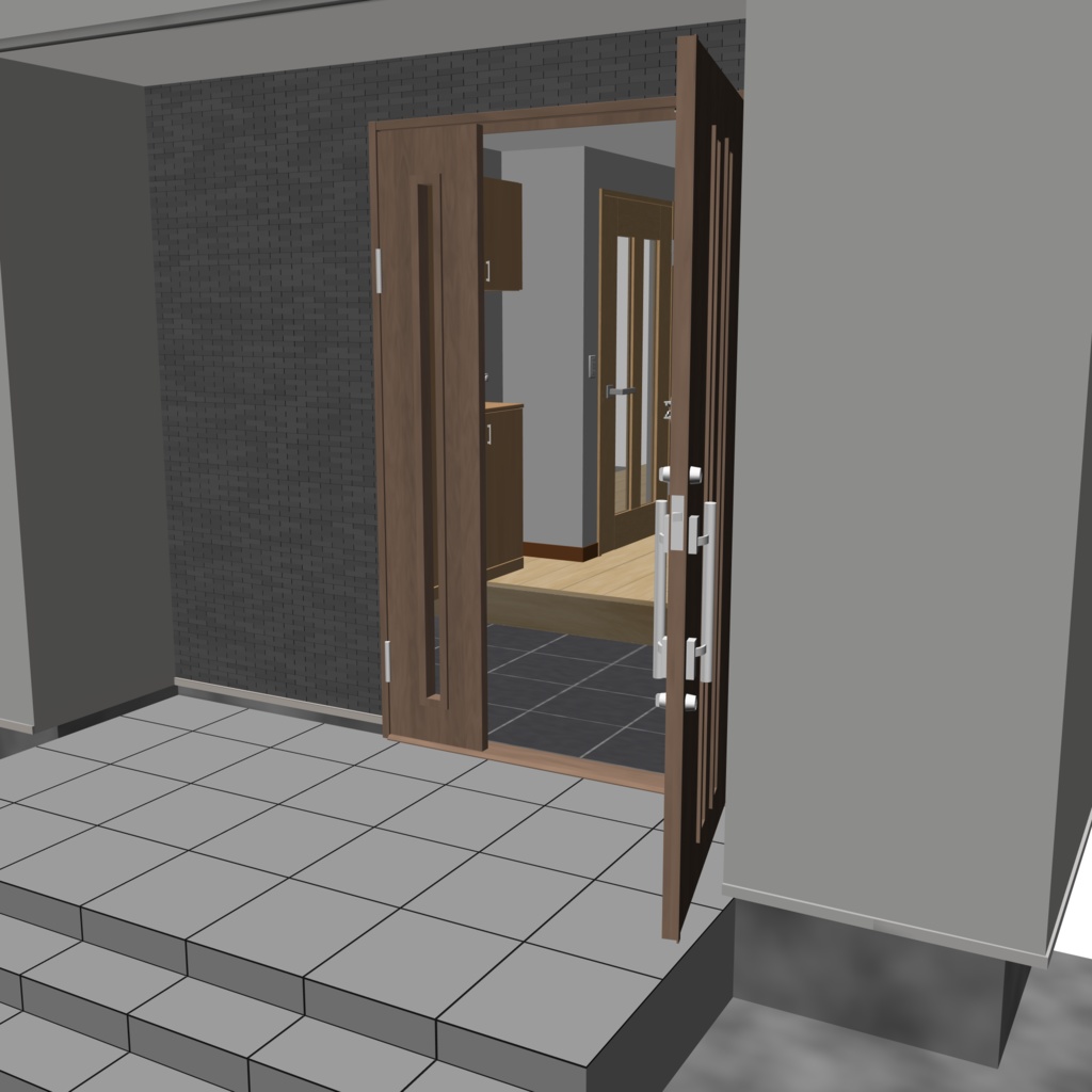 3D_戸建ての玄関【クリスタ用素材】