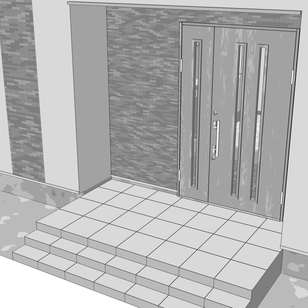 3D_戸建ての玄関【クリスタ用素材】
