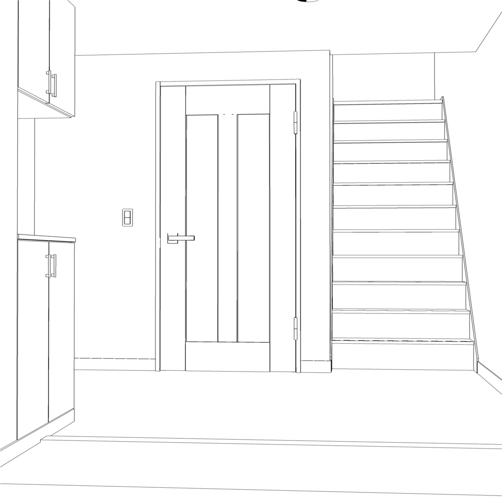 3D_戸建ての玄関(階段付き)【クリスタ用素材】