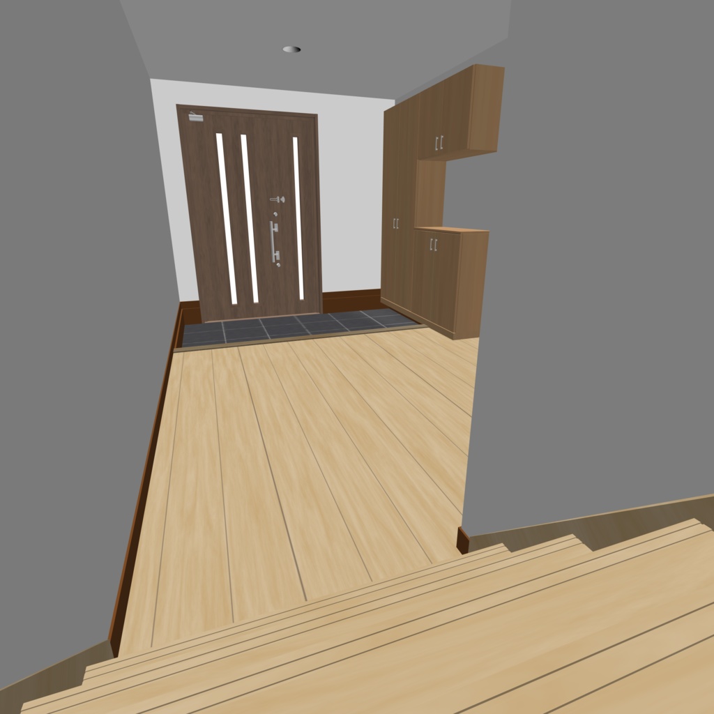 3D_戸建ての玄関(階段付き)【クリスタ用素材】
