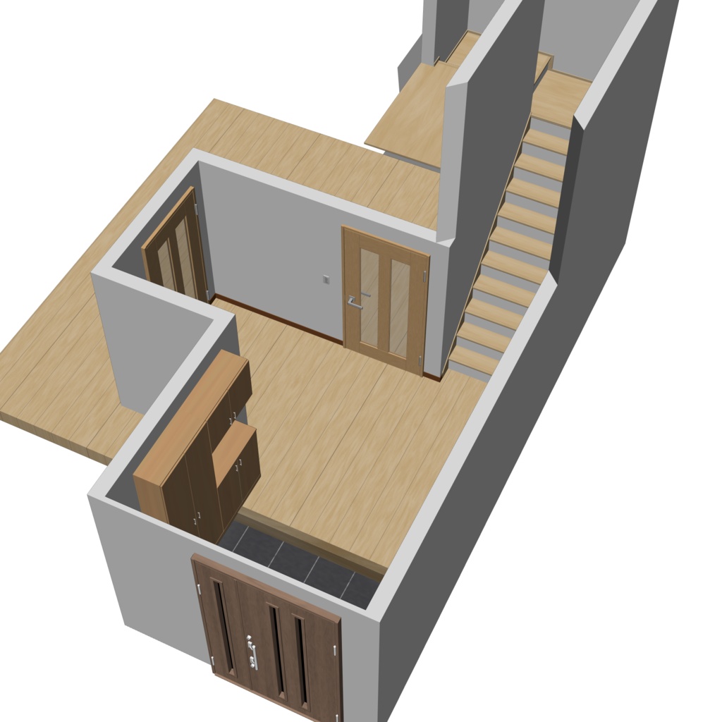 3D_戸建ての玄関(階段付き)【クリスタ用素材】