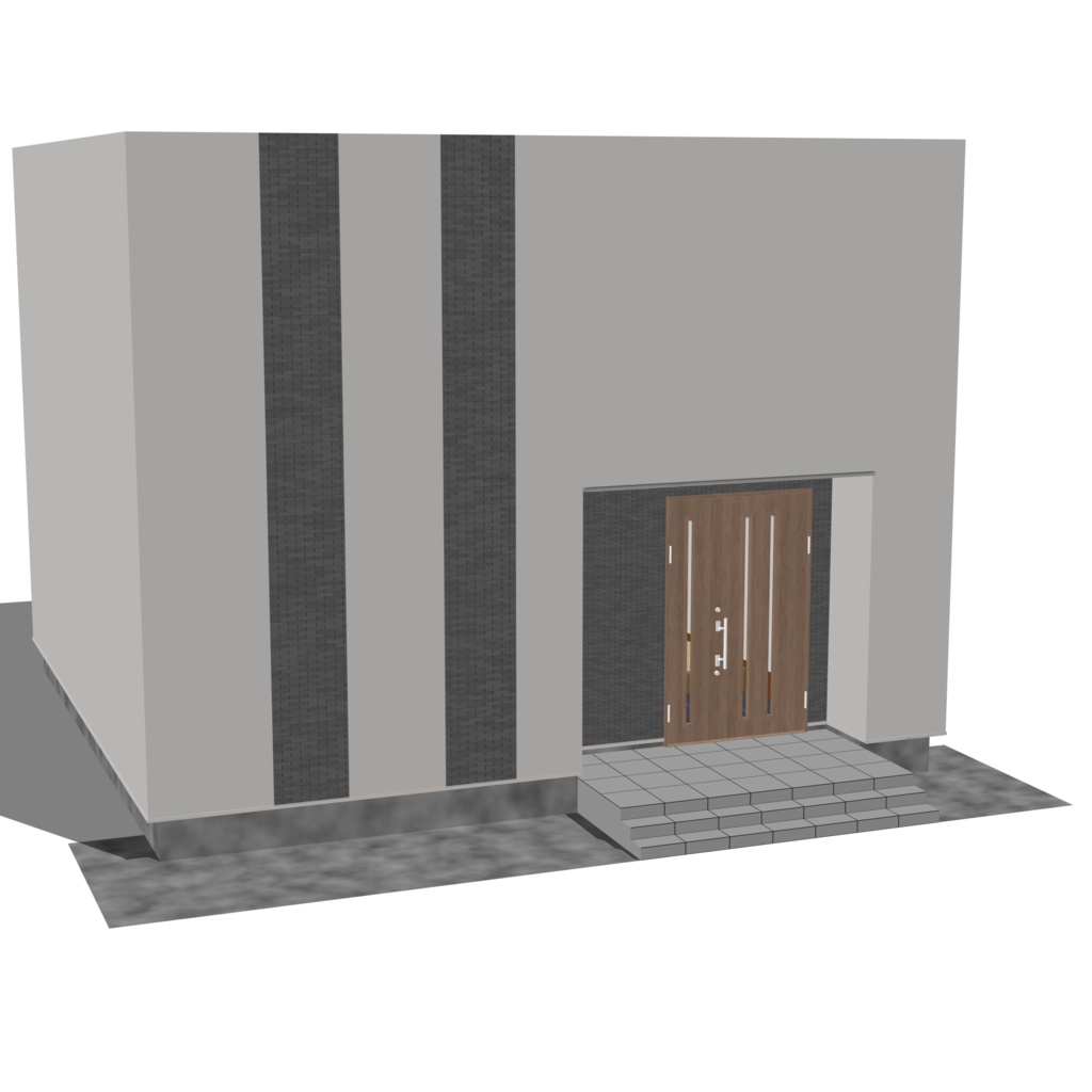 3D_戸建ての玄関(階段付き)【クリスタ用素材】