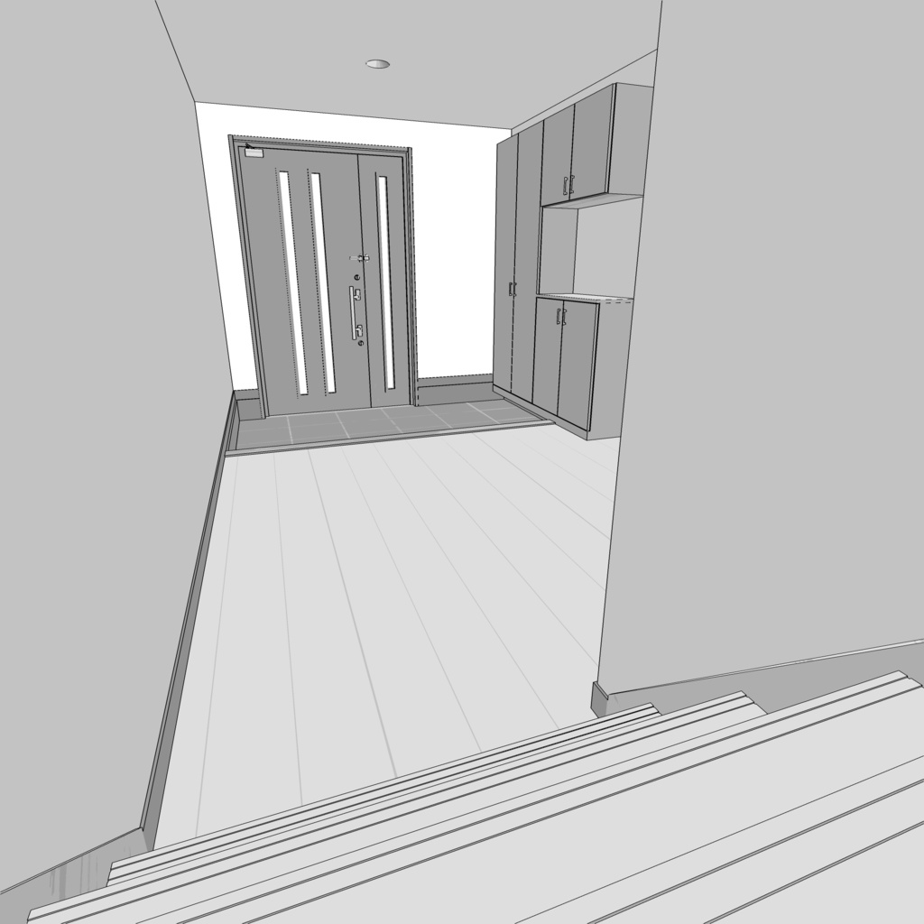 3D_戸建ての玄関(階段付き)【クリスタ用素材】