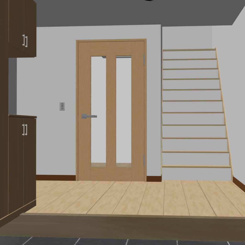 3D_戸建ての玄関(階段付き)【クリスタ用素材】