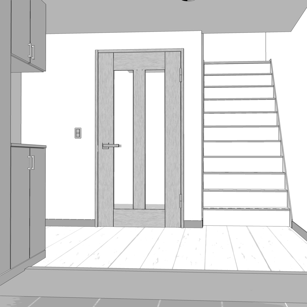 3D_戸建ての玄関(階段付き)【クリスタ用素材】