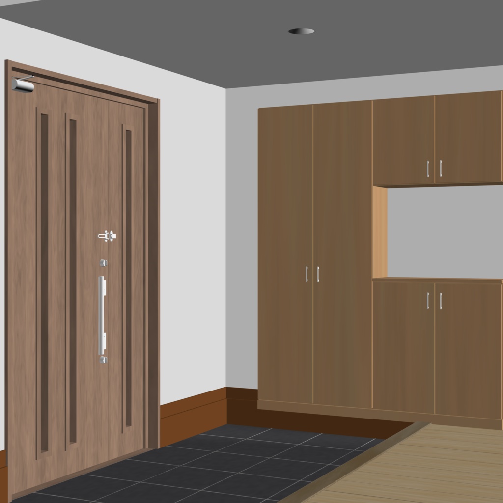 3D_戸建ての玄関(階段付き)【クリスタ用素材】