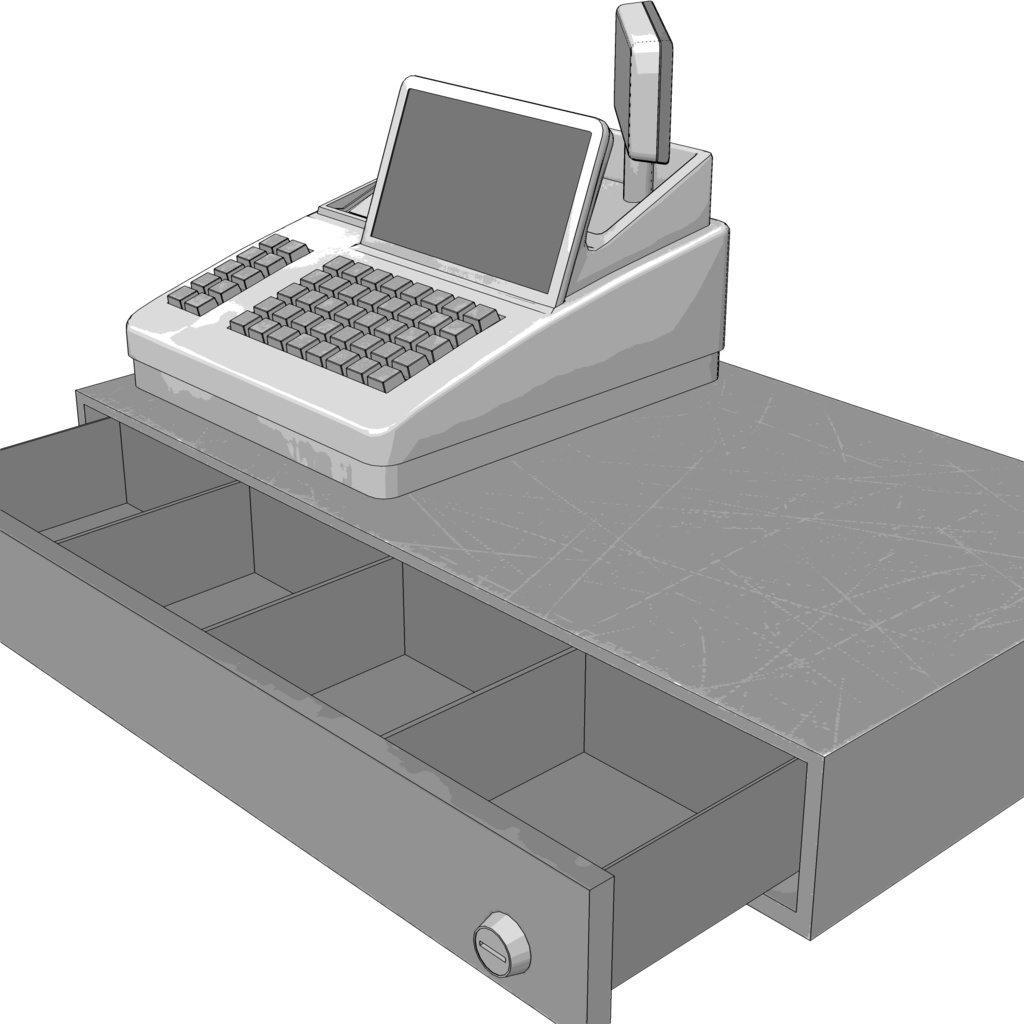 3D_レジ・精算所【クリスタ用素材】
