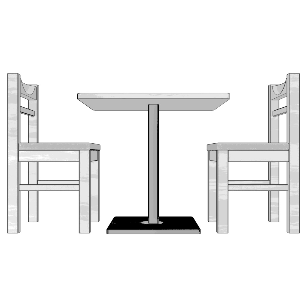 3D_テーブル・チェアセット【クリスタ用素材】