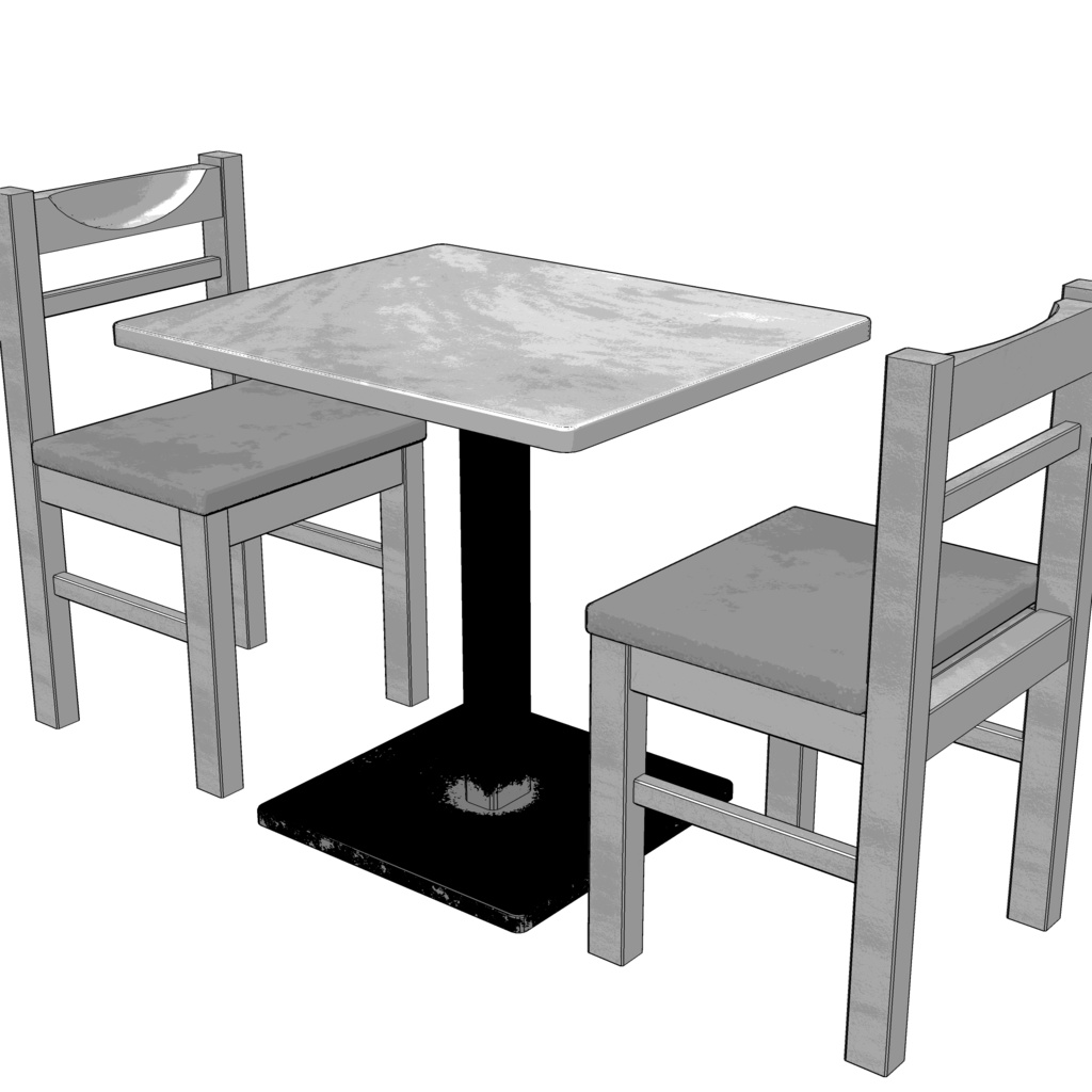 3D_テーブル・チェアセット【クリスタ用素材】