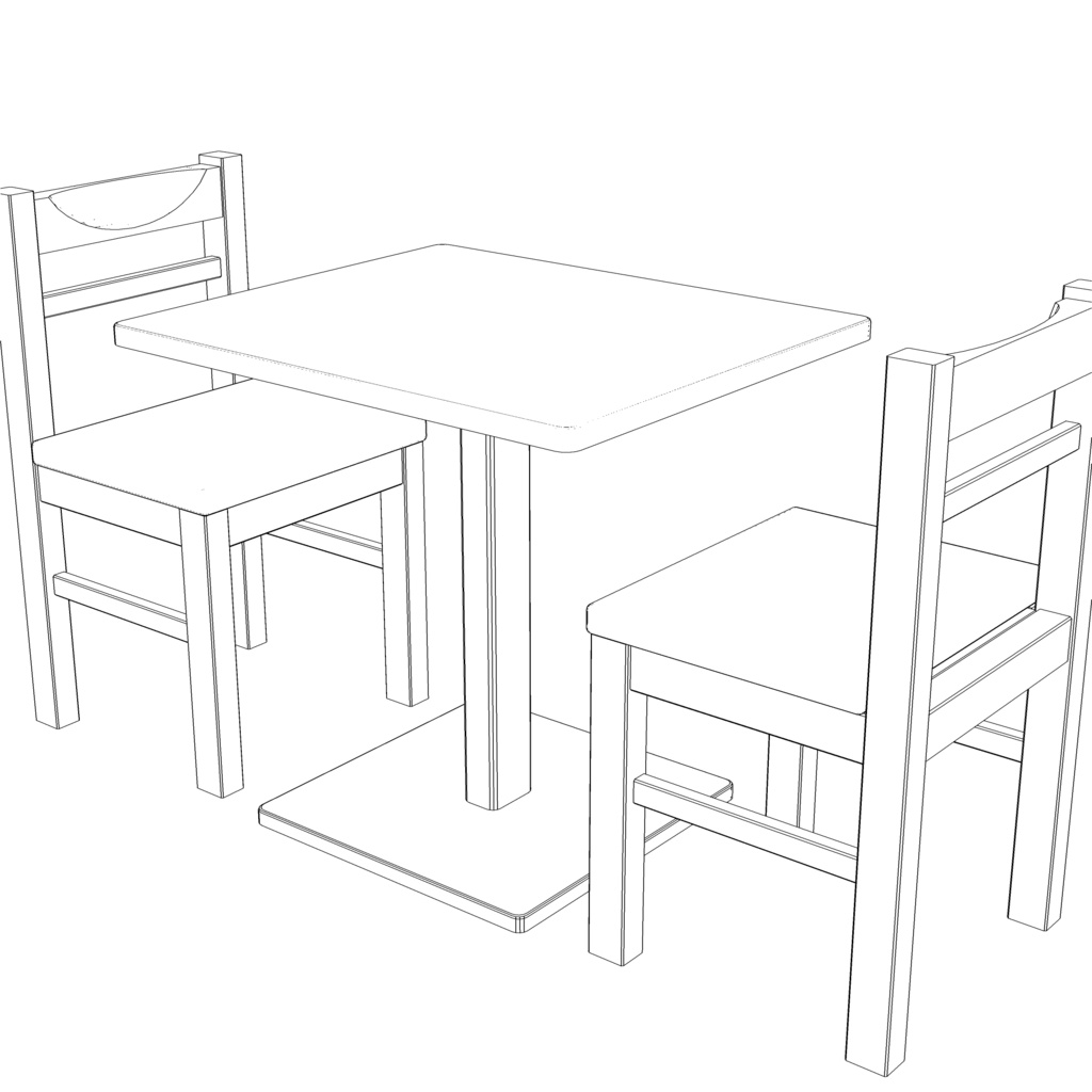 3D_テーブル・チェアセット【クリスタ用素材】