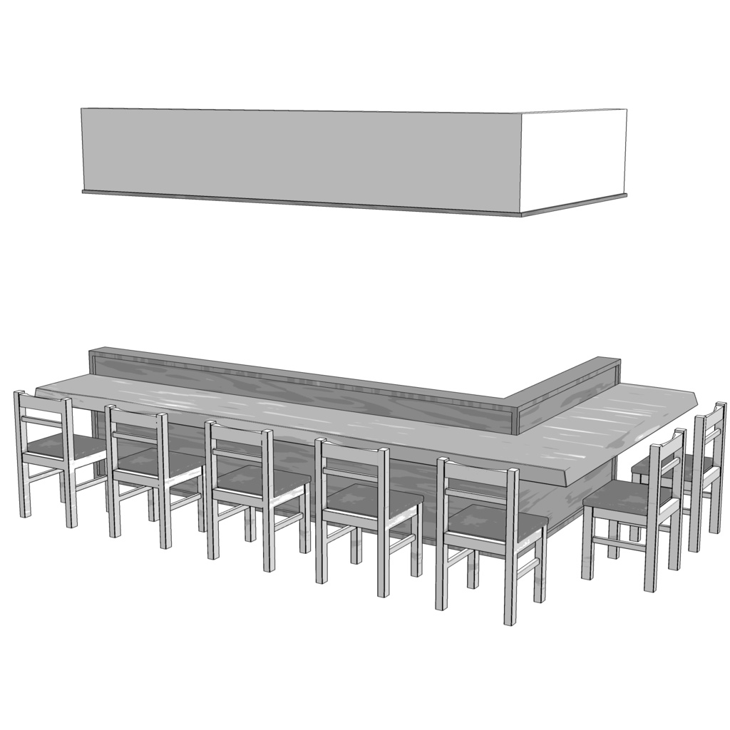 3D_居酒屋カウンター【クリスタ用素材】