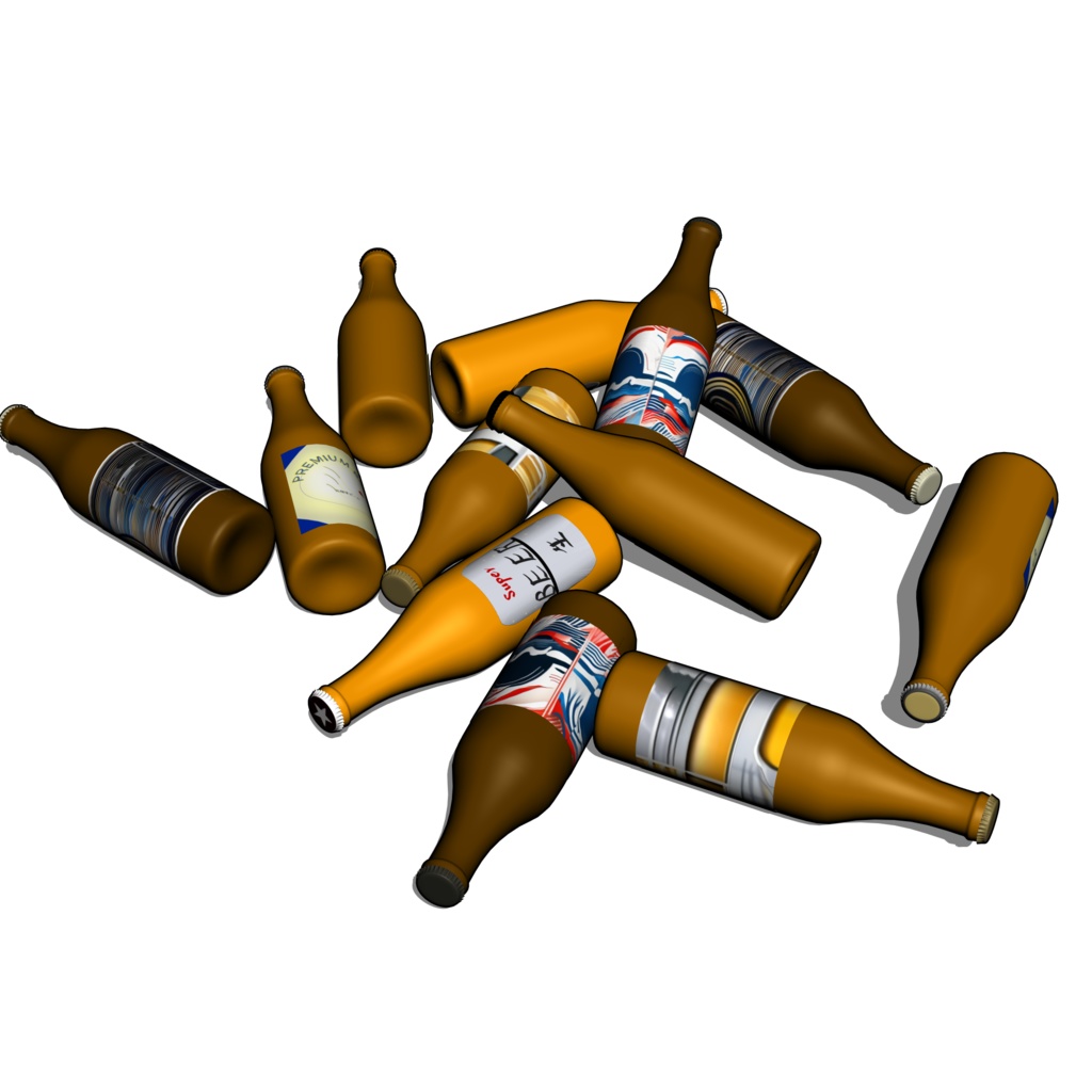 3D_散らばったビン【クリスタ用素材】