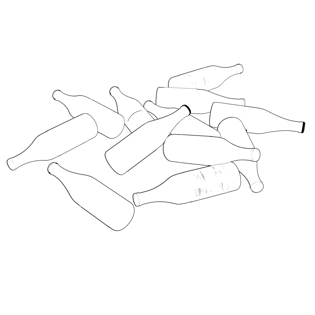 3D_散らばったビン【クリスタ用素材】