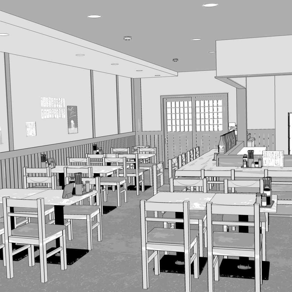 3D_居酒屋【クリスタ用素材】