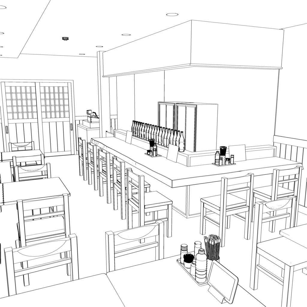 3D_居酒屋【クリスタ用素材】