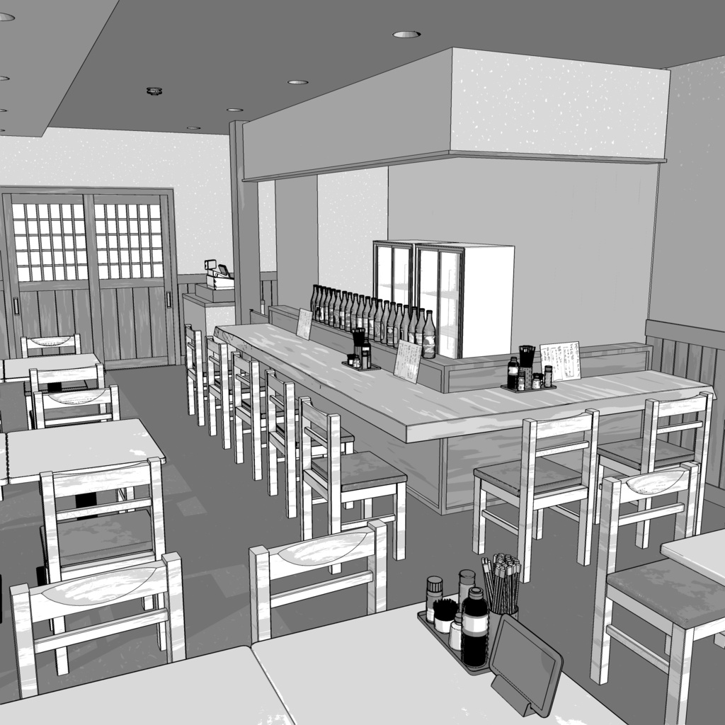 3D_居酒屋【クリスタ用素材】