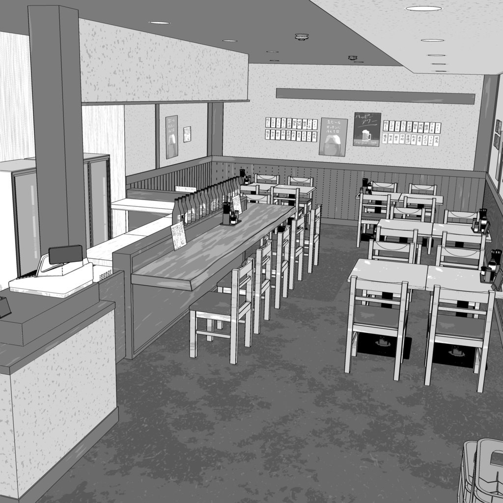 3D_居酒屋【クリスタ用素材】