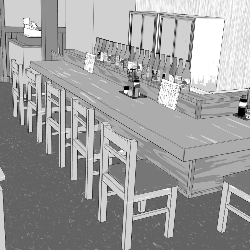 3D_居酒屋【クリスタ用素材】