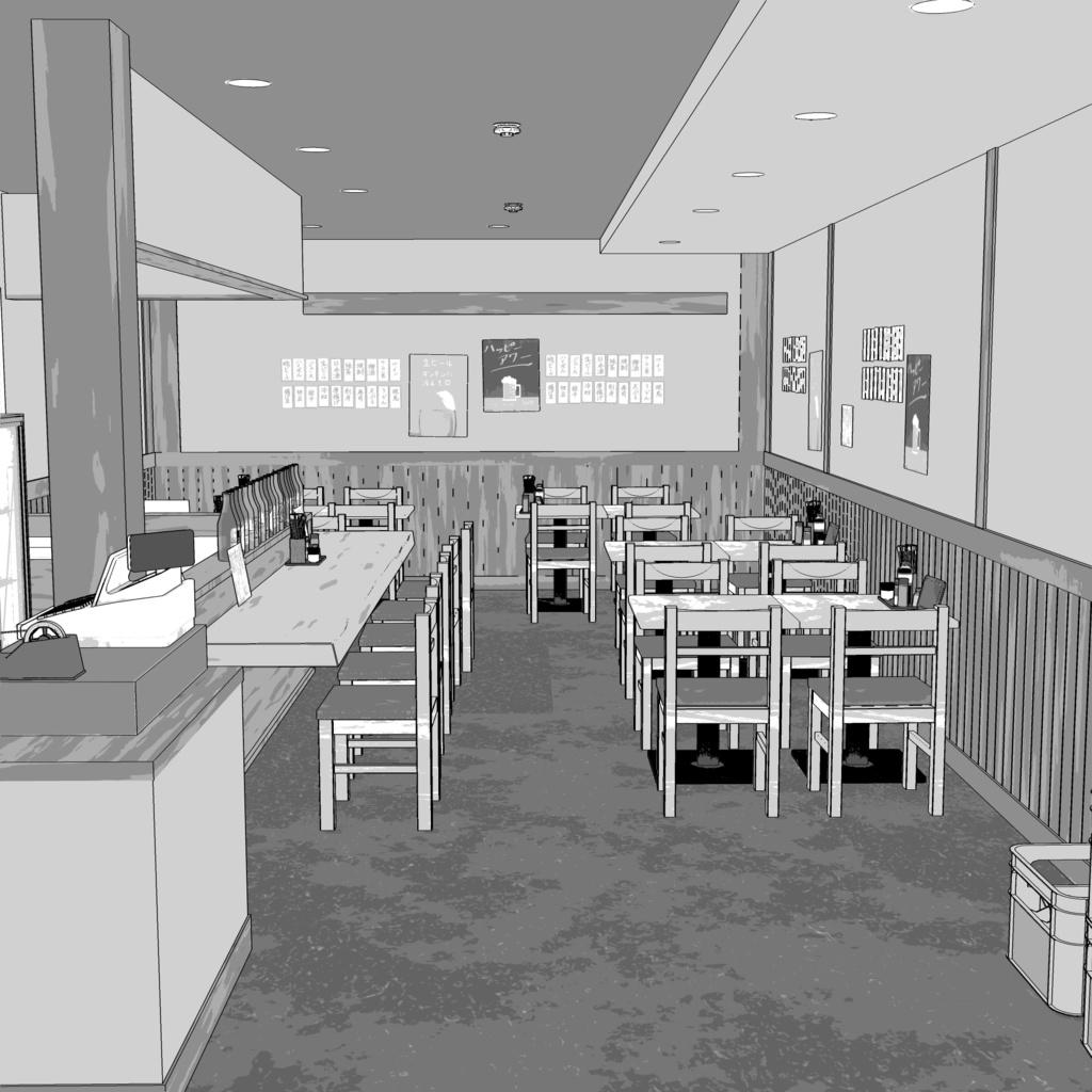 3D_居酒屋【クリスタ用素材】