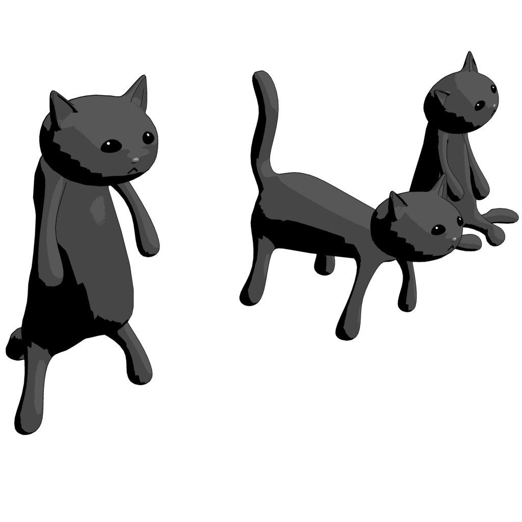 3D_黒猫の置物【クリスタ用素材】