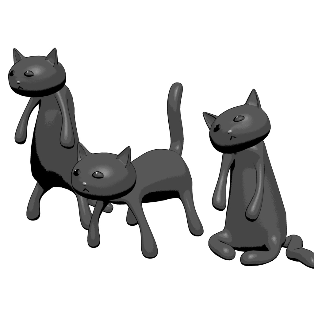 3D_黒猫の置物【クリスタ用素材】