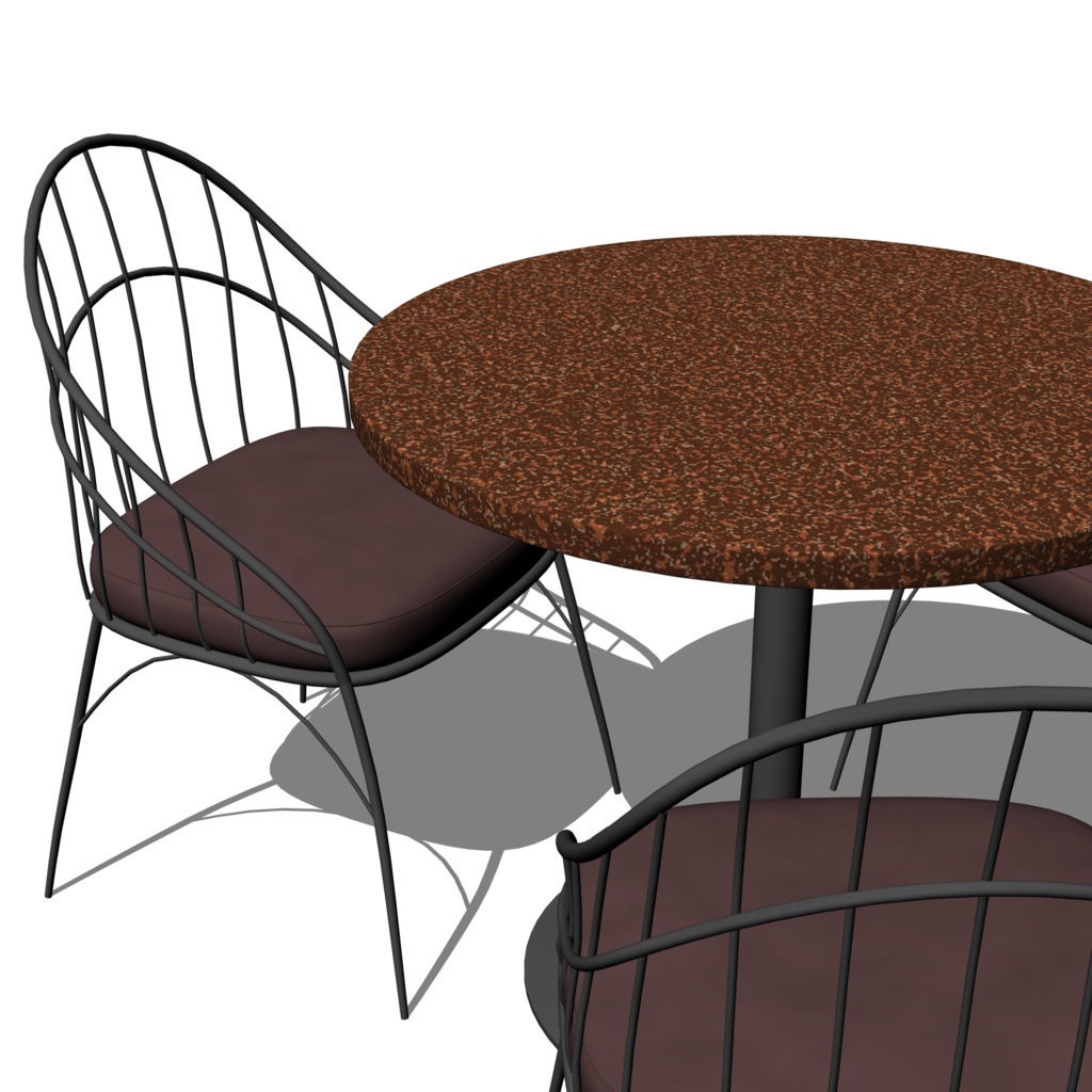 3D_カフェ用丸テーブル&イス【クリスタ用素材】