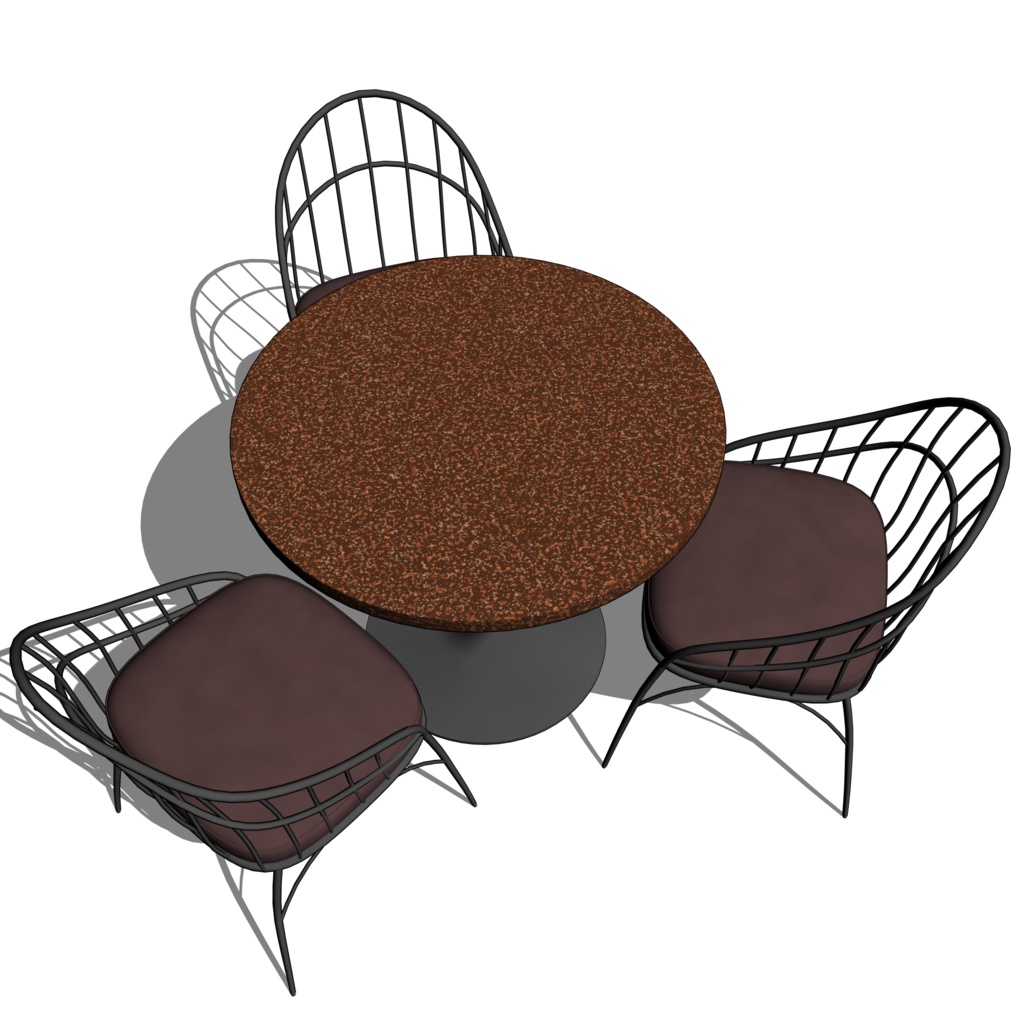 3D_カフェ用丸テーブル&イス【クリスタ用素材】