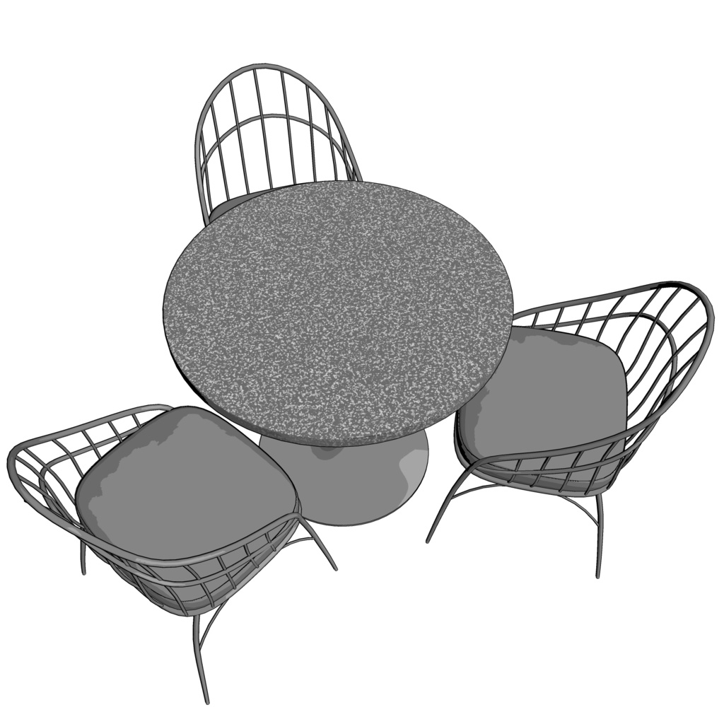3D_カフェ用丸テーブル&イス【クリスタ用素材】