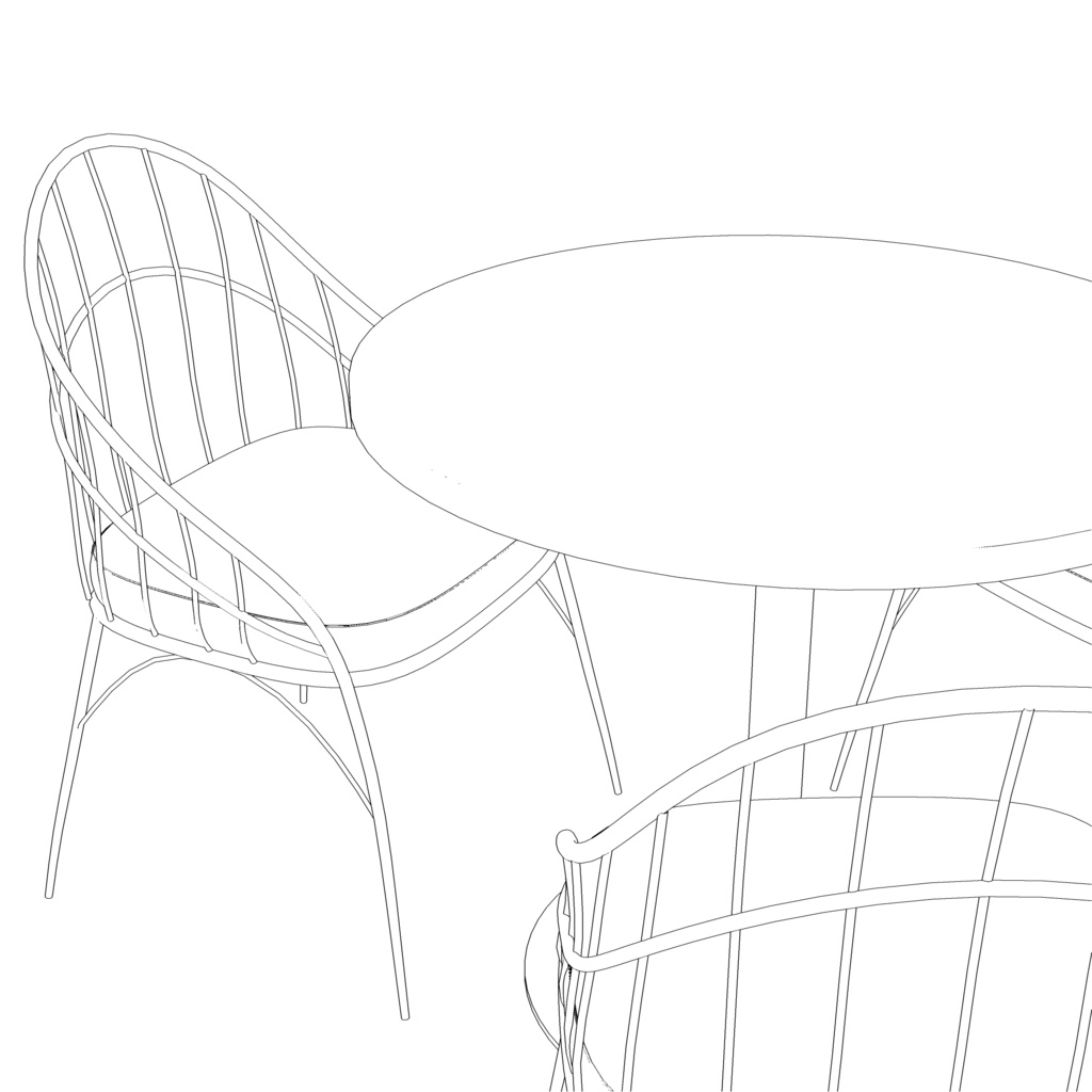 3D_カフェ用丸テーブル&イス【クリスタ用素材】