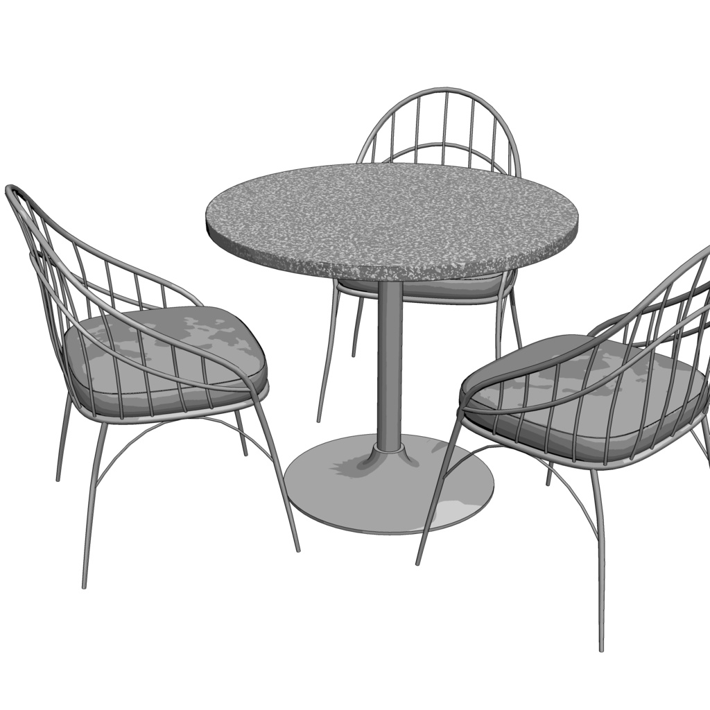 3D_カフェ用丸テーブル&イス【クリスタ用素材】