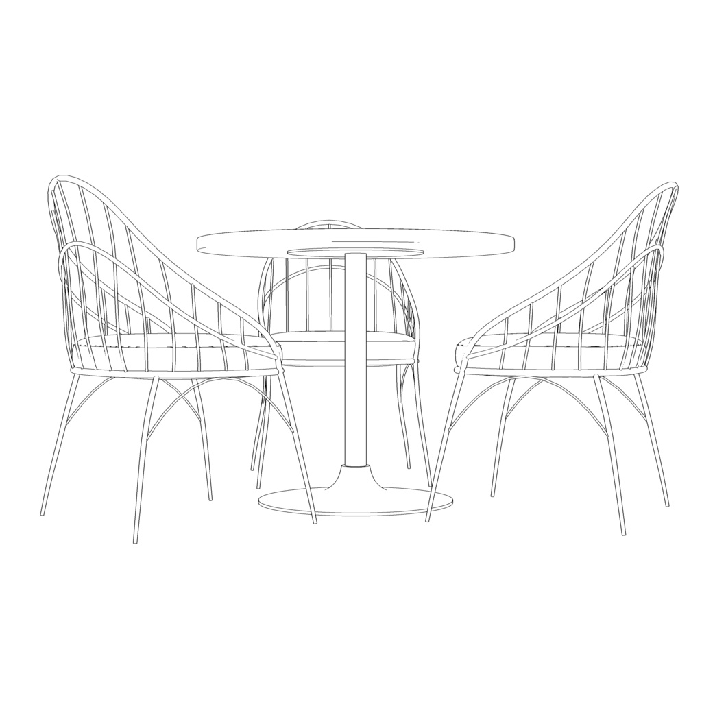 3D_カフェ用丸テーブル&イス【クリスタ用素材】