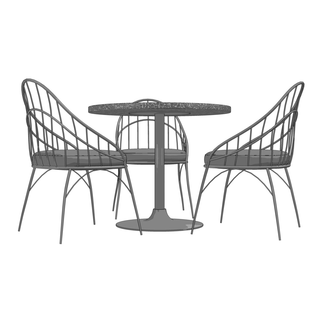 3D_カフェ用丸テーブル&イス【クリスタ用素材】