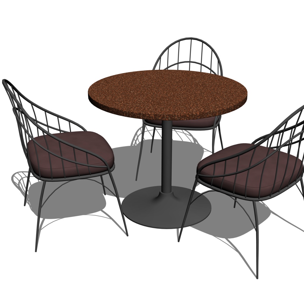 3D_カフェ用丸テーブル&イス【クリスタ用素材】