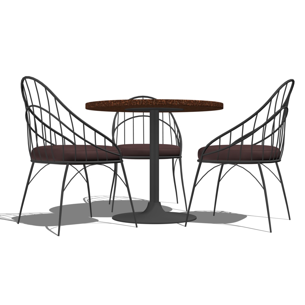 3D_カフェ用丸テーブル&イス【クリスタ用素材】