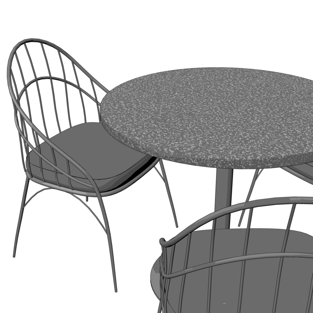 3D_カフェ用丸テーブル&イス【クリスタ用素材】