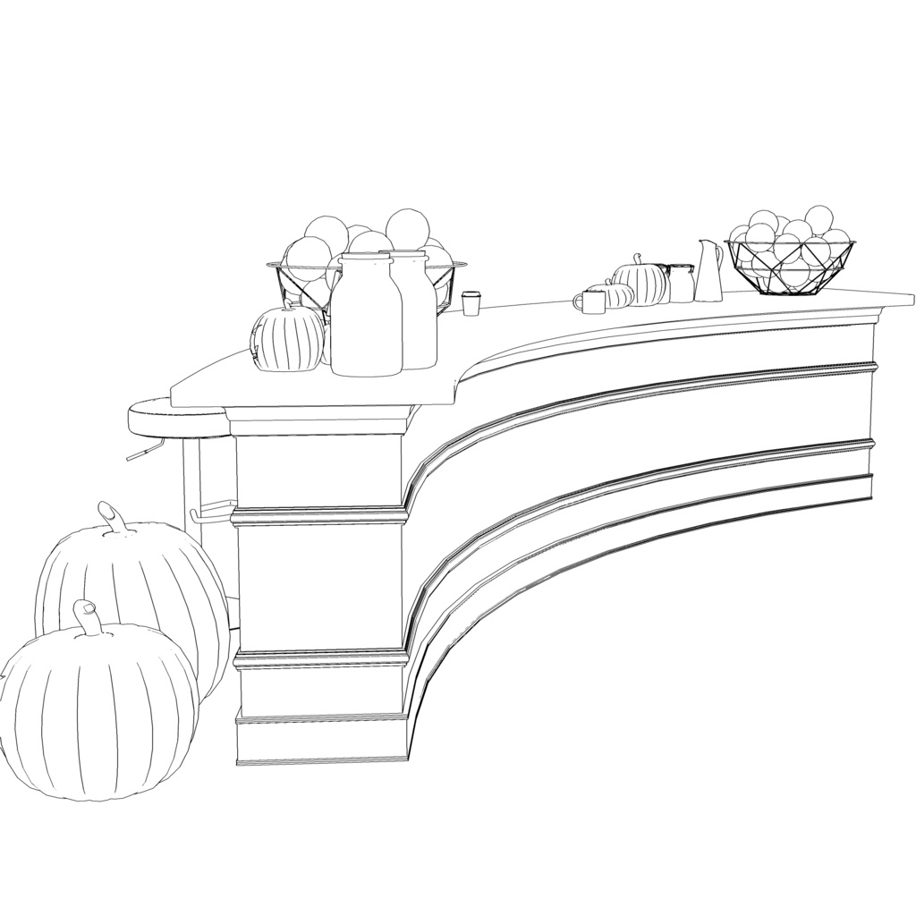 3D_カフェカウンター(ハロウィン小物付き)【クリスタ用素材】