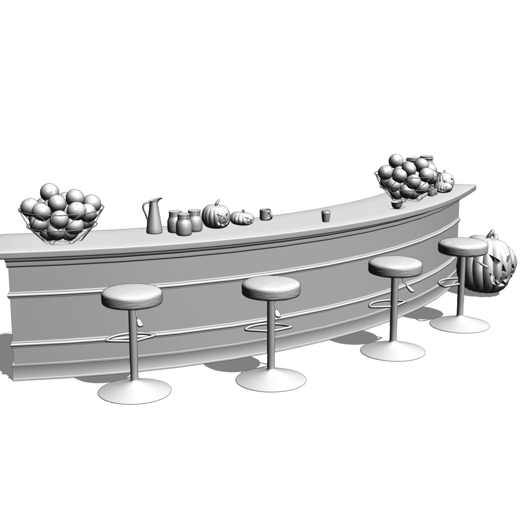 3D_カフェカウンター(ハロウィン小物付き)【クリスタ用素材】