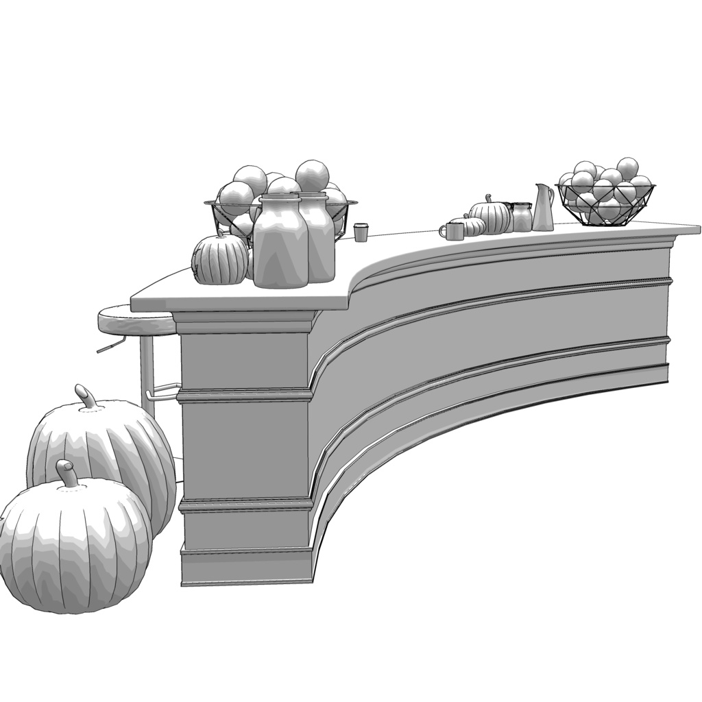 3D_カフェカウンター(ハロウィン小物付き)【クリスタ用素材】