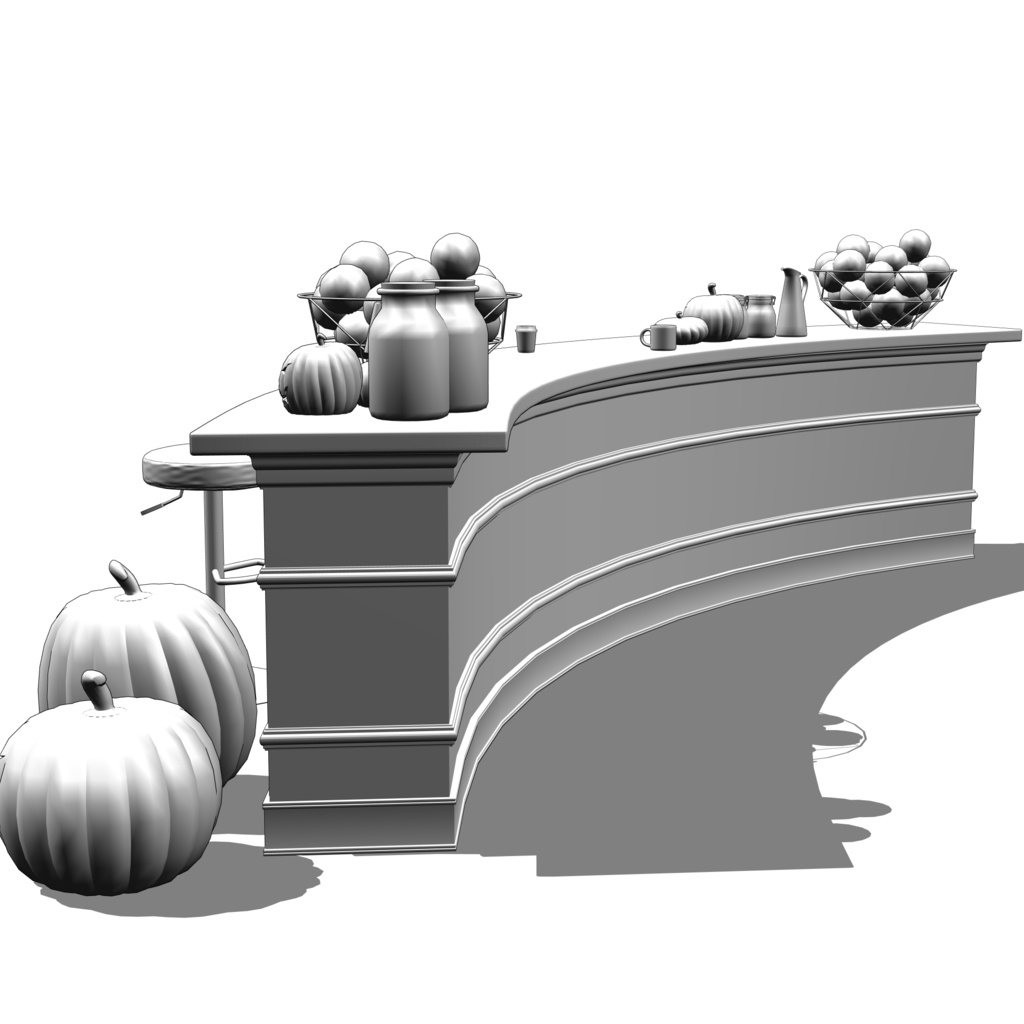 3D_カフェカウンター(ハロウィン小物付き)【クリスタ用素材】