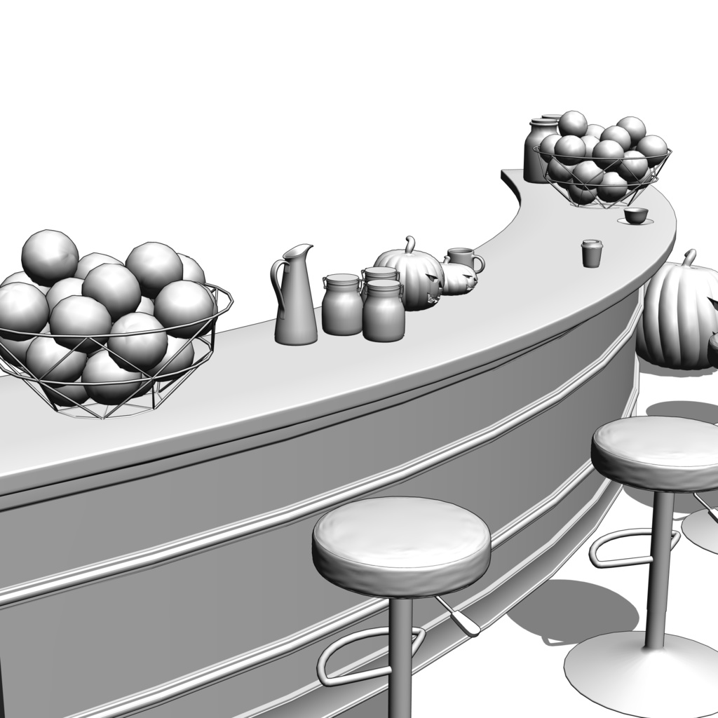 3D_カフェカウンター(ハロウィン小物付き)【クリスタ用素材】