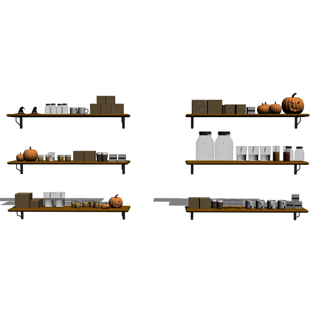 3D_カフェ棚セット(ハロウィン)【クリスタ用素材】