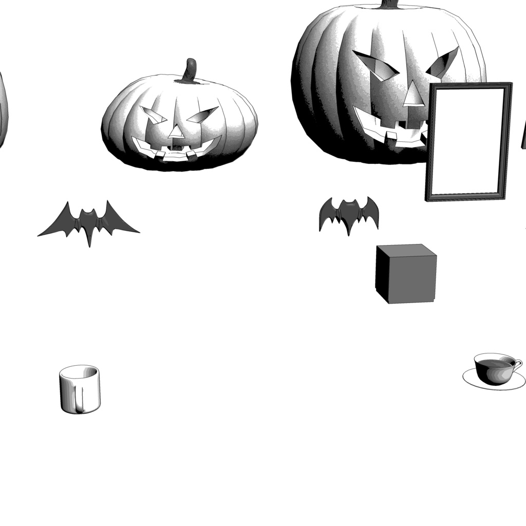 3D_ハロウィンカフェ小物パック(25種)【クリスタ用素材】