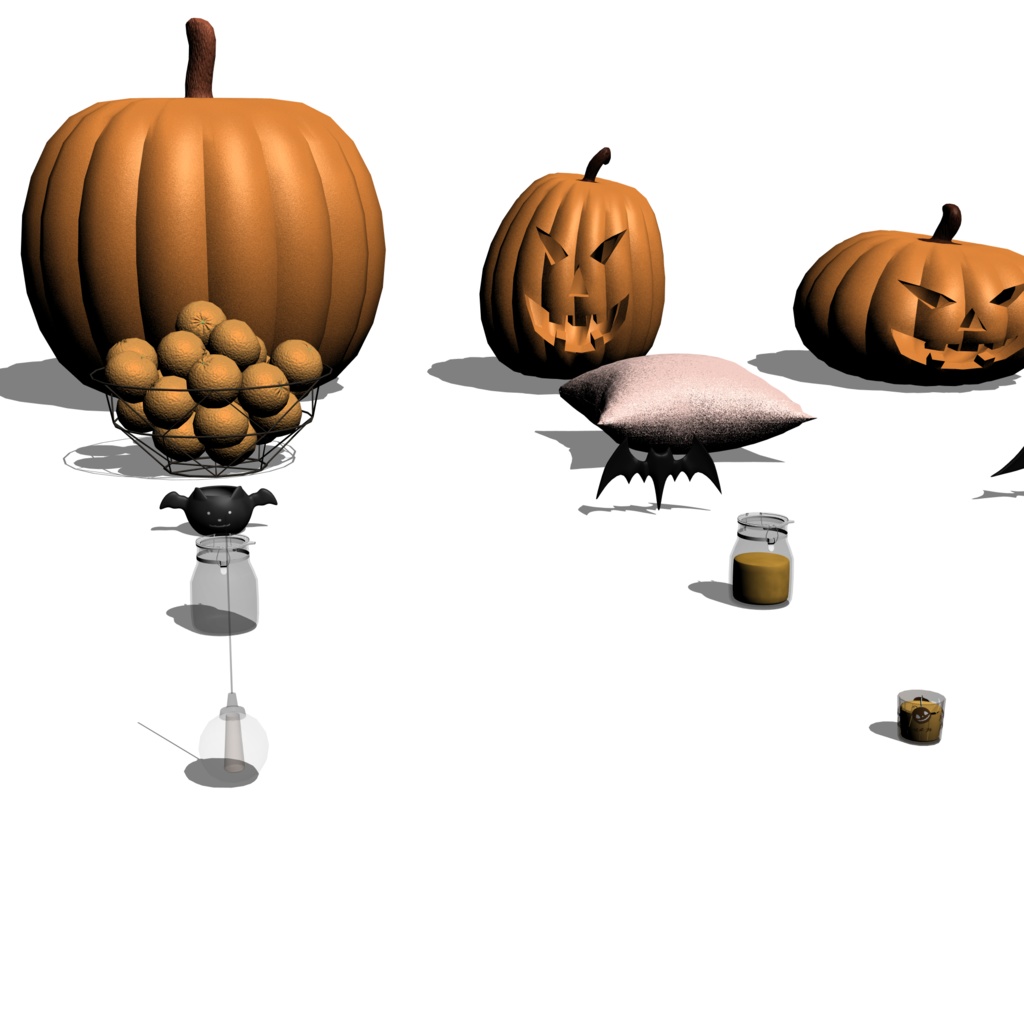 3D_ハロウィンカフェ小物パック(25種)【クリスタ用素材】