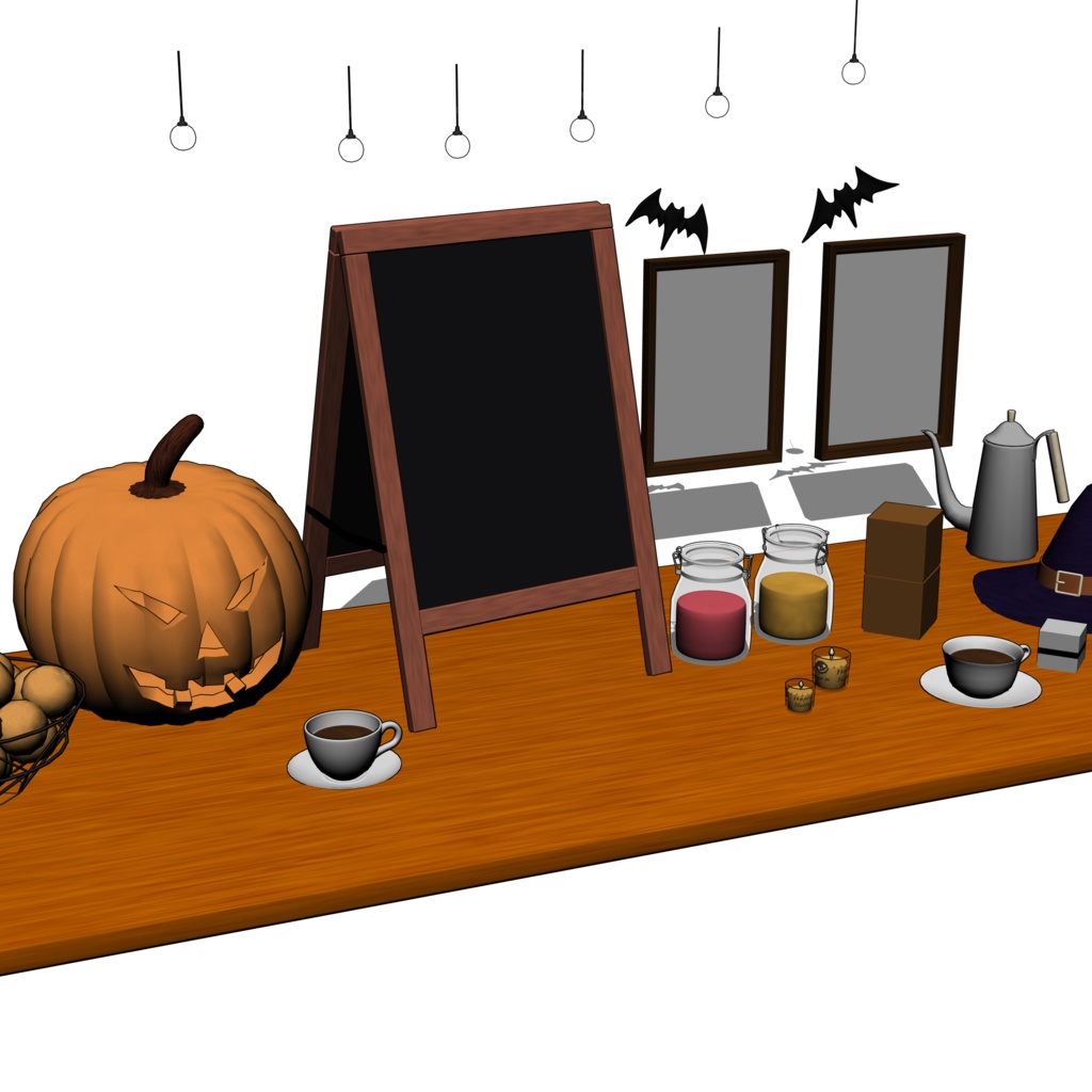 3D_ハロウィンカフェ小物パック(25種)【クリスタ用素材】