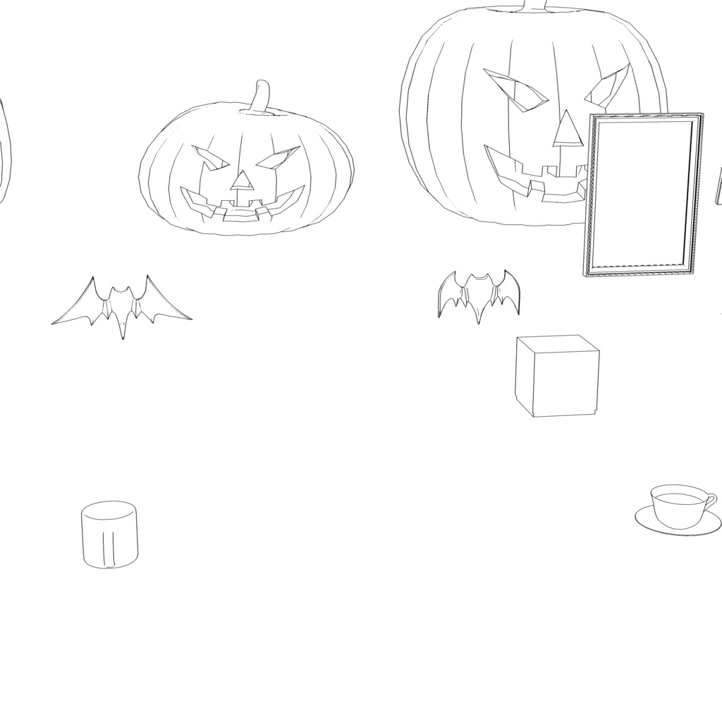 3D_ハロウィンカフェ小物パック(25種)【クリスタ用素材】