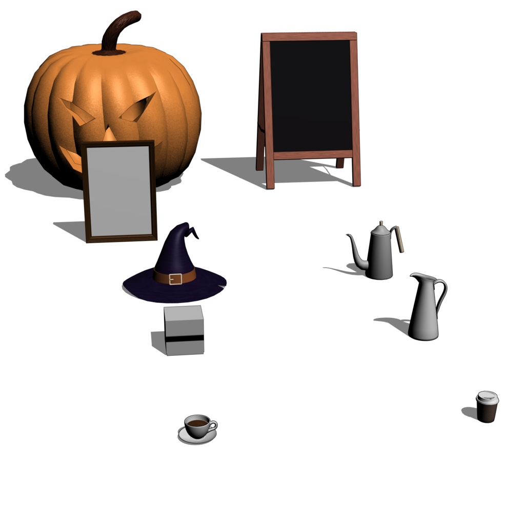 3D_ハロウィンカフェ小物パック(25種)【クリスタ用素材】