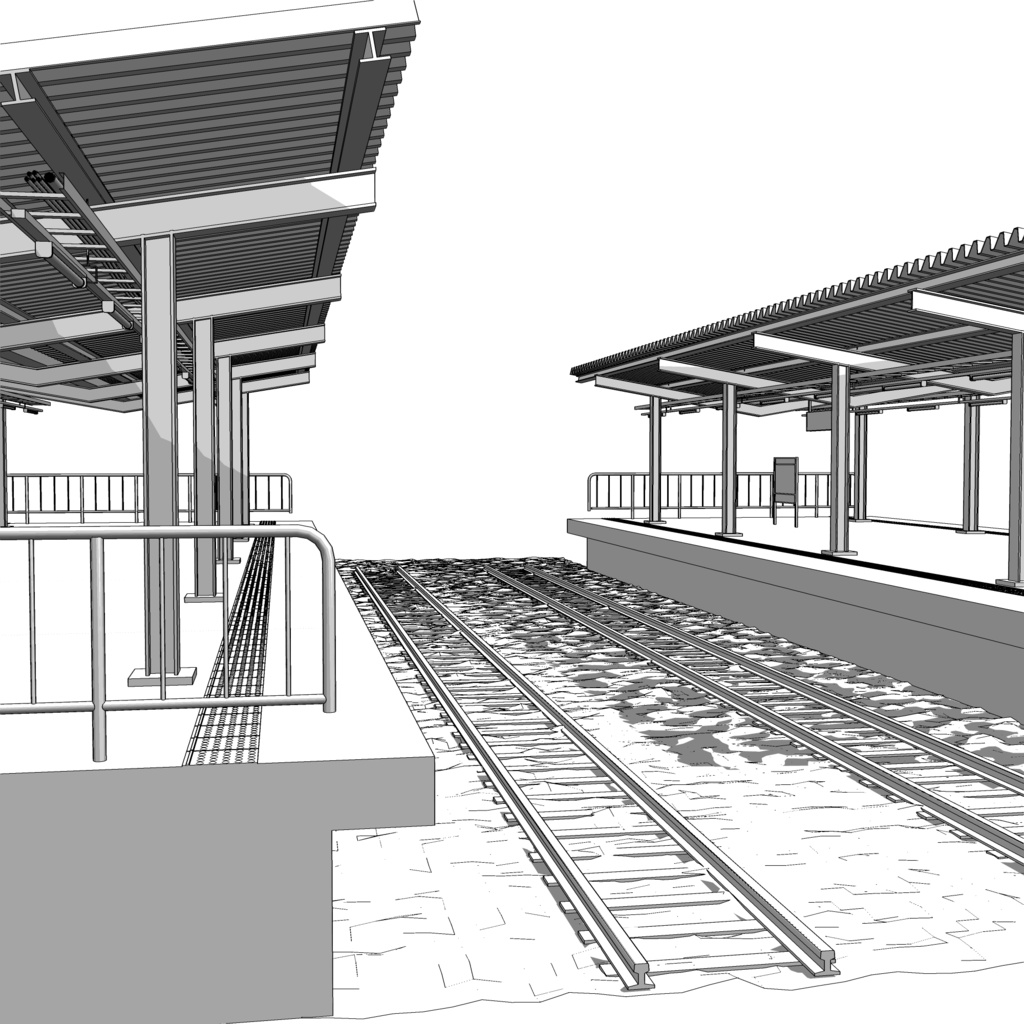 3D_ローカル駅ホーム(4線2島式)【クリスタ用素材】