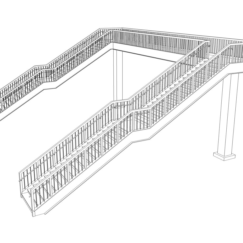 3D_歩道橋・跨線橋【クリスタ用素材】