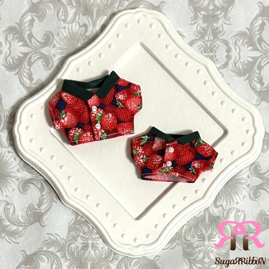 いちごがいっぱい前開きシャツ