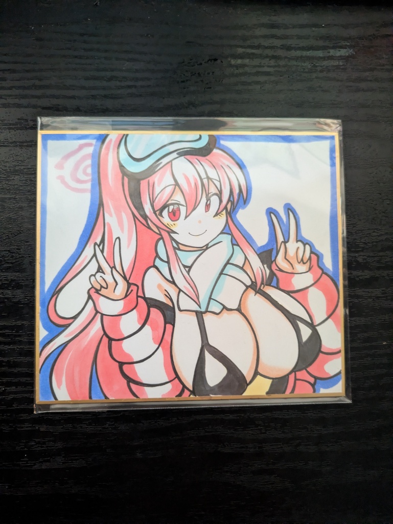 ブルアカ和泉元エイミ(水着)手描き色紙